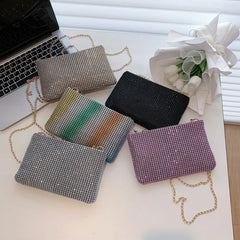 Rhinestone Shoulder Bag Evening Clutch Purse with Chain Strap