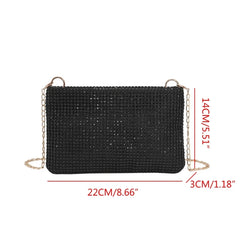 Rhinestone Shoulder Bag Evening Clutch Purse with Chain Strap