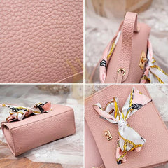 Women Ribbon Bow Mini Flap Handbag Leather Wallet Crossbody Bag