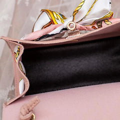 Women Ribbon Bow Mini Flap Handbag Leather Wallet Crossbody Bag