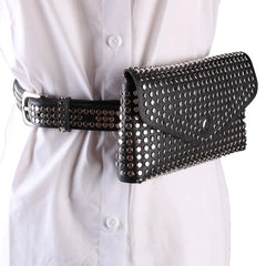 Women Rivets Waist Bag Fanny Pack Small Ladies Belt Bags Mobile Phone Pouch