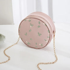 Plaid Shoulder Handbags Small Round Chains Crossbody Bags