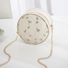 Plaid Shoulder Handbags Small Round Chains Crossbody Bags