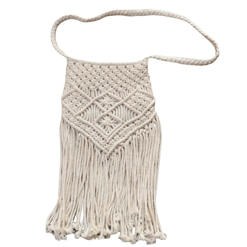 Women's Large Beach Crossbody Bag with Fringe Hollow Design