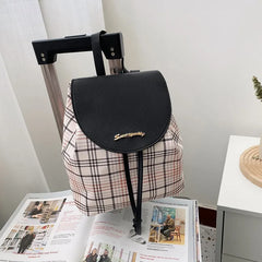 Women's PU Leather Retro Print Backpack Handbag Phone Purse Schoolbag