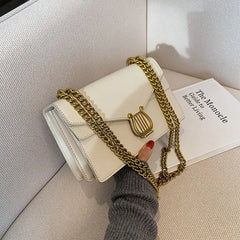 Women's Leather Shoulder Bag With Chain Small Handbags Brown Crossbody Bag