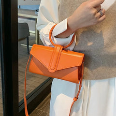 Women's Small Retro Leather Shoulder Bag Yellow Orange Crossbody Fanny Pack