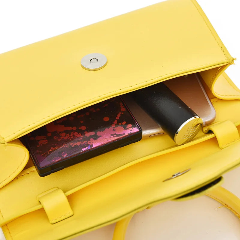 Women's Small Retro Leather Shoulder Bag Yellow Orange Crossbody Fanny Pack