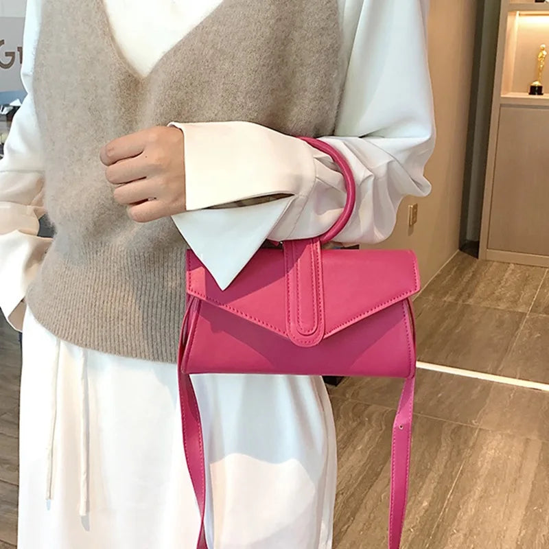 Women's Small Retro Leather Shoulder Bag Yellow Orange Crossbody Fanny Pack