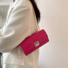 Pink Chain Crossbody Purse Yellow Leather Shoulder Bags for Women