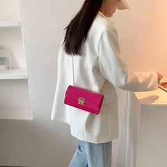 Pink Chain Crossbody Purse Yellow Leather Shoulder Bags for Women