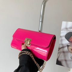 Pink Chain Crossbody Purse Yellow Leather Shoulder Bags for Women