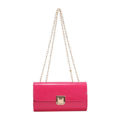 Pink Chain Crossbody Purse Yellow Leather Shoulder Bags for Women