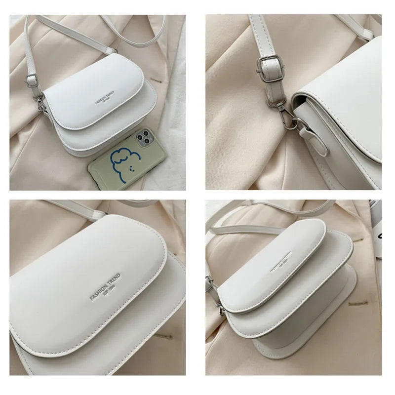 Women Mini Messenger Bags Saddle Shoulder Solid Pu Leather Handbags