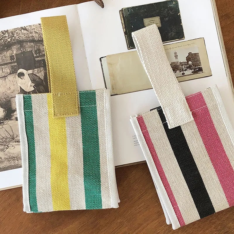 Women Plaid Lunch Bag Tote Canvas Shopping Mummy Picnic Tote Children Kid Food