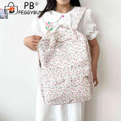 Women School Bag Flower Denim Cloth Small Fresh Handbags