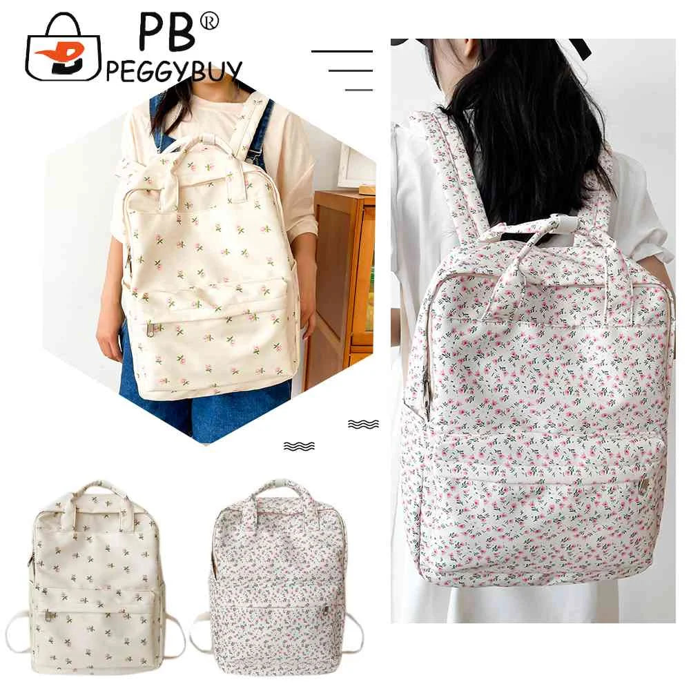 Women School Bag Flower Denim Cloth Small Fresh Handbags