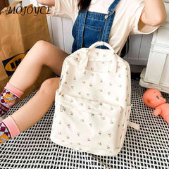 Women School Bag Flower Denim Handbags Daypack for Daughter Birthday
