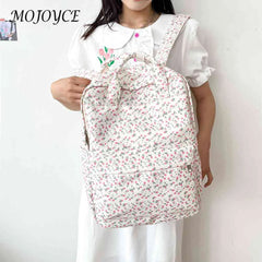 Women School Bag Flower Denim Handbags Daypack for Daughter Birthday