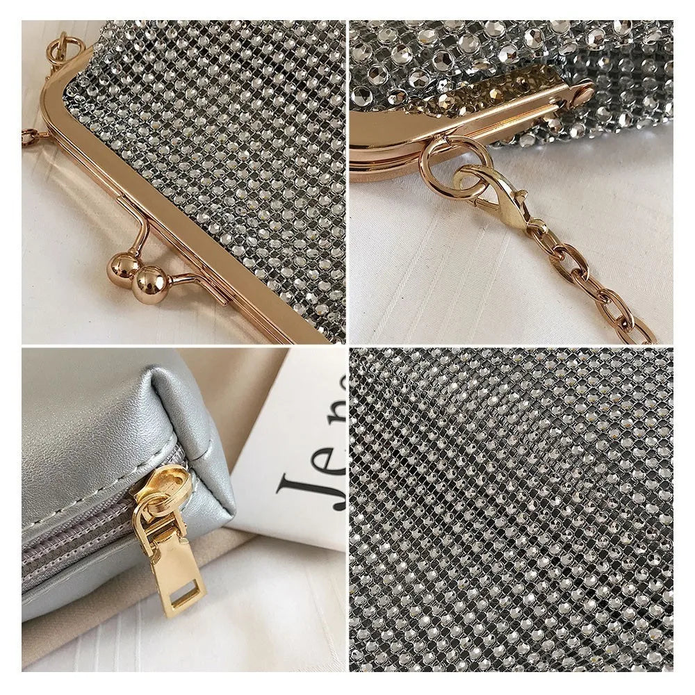Sequin Evening Clutch Crossbody Party Shoulder Bags Handbag Shell Shape