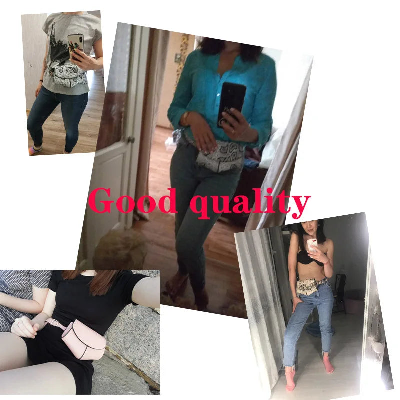Women Serpentine Fanny Pack Ladies Waist Belt Bag Disco