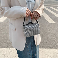 Rhinestone Shoulder Bag Chain Clutch Messenger Bag Crossbody Purse