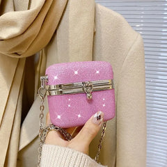 Sequined Bucket Bag Evening Bridal Chains Mini Lipstick Clutch