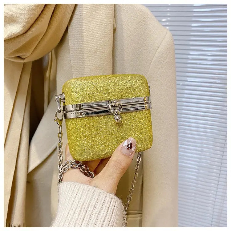 Sequined Bucket Bag Evening Bridal Chains Mini Lipstick Clutch
