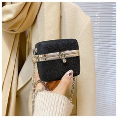 Sequined Bucket Bag Evening Bridal Chains Mini Lipstick Clutch