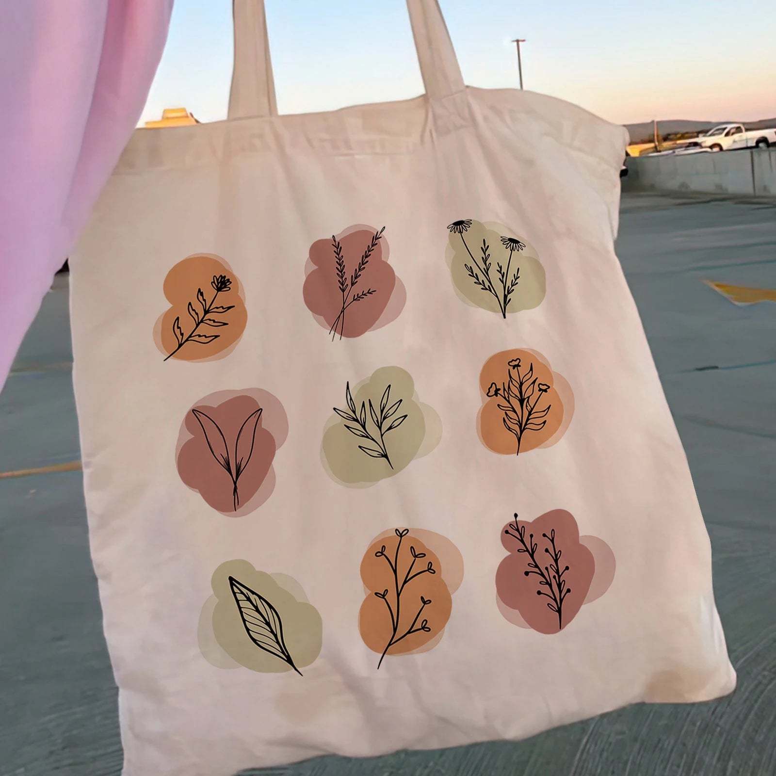 Women Shopper Mushroom Canvas Bag Tote Shoulder Lady Handbag