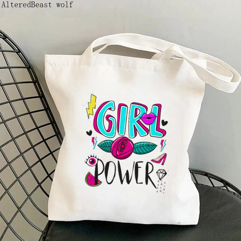 Feminism Girl Power Tote Bag Harajuku Shopping Shoulder Lady Bag