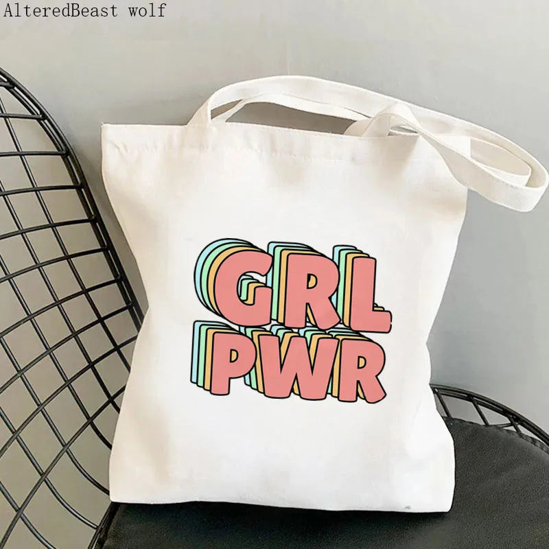 Feminism Girl Power Tote Bag Harajuku Shopping Shoulder Lady Bag