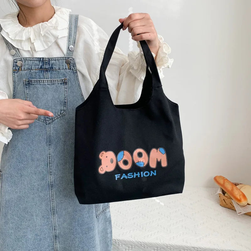 Women Bear Canvas Tote Bag Large Capacity Handbag