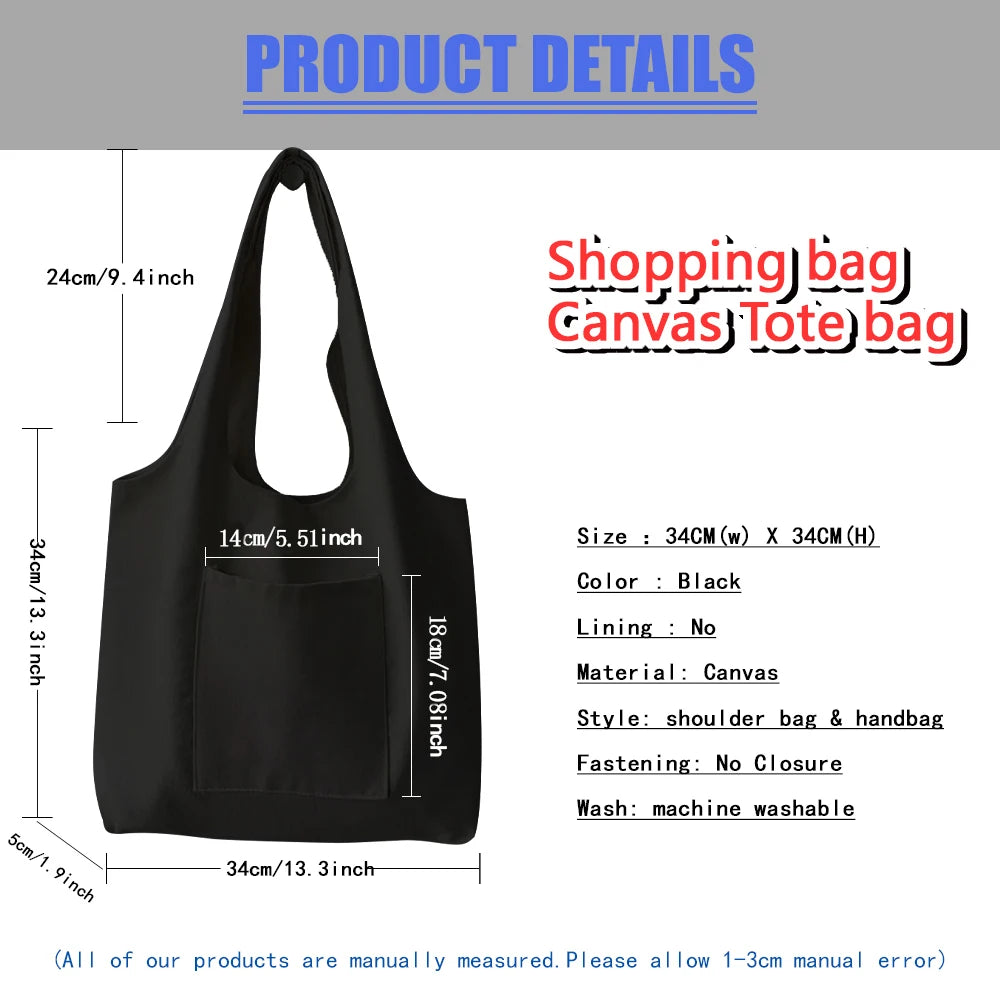 Women Shopping Bag Thank You Mistress Print Shoulder Bag Reusable