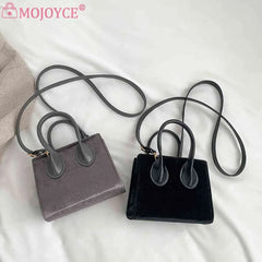 Women Zipper Satchel Bags Solid Flocking PU Leather for Daily Travel