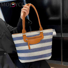 Large Capacity Knit Clutch Striped with Zipper for Women