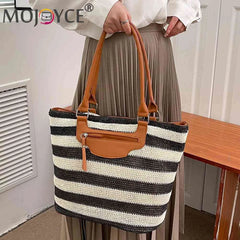Large Capacity Knit Clutch Striped with Zipper for Women