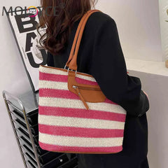 Large Capacity Knit Clutch Striped with Zipper for Women