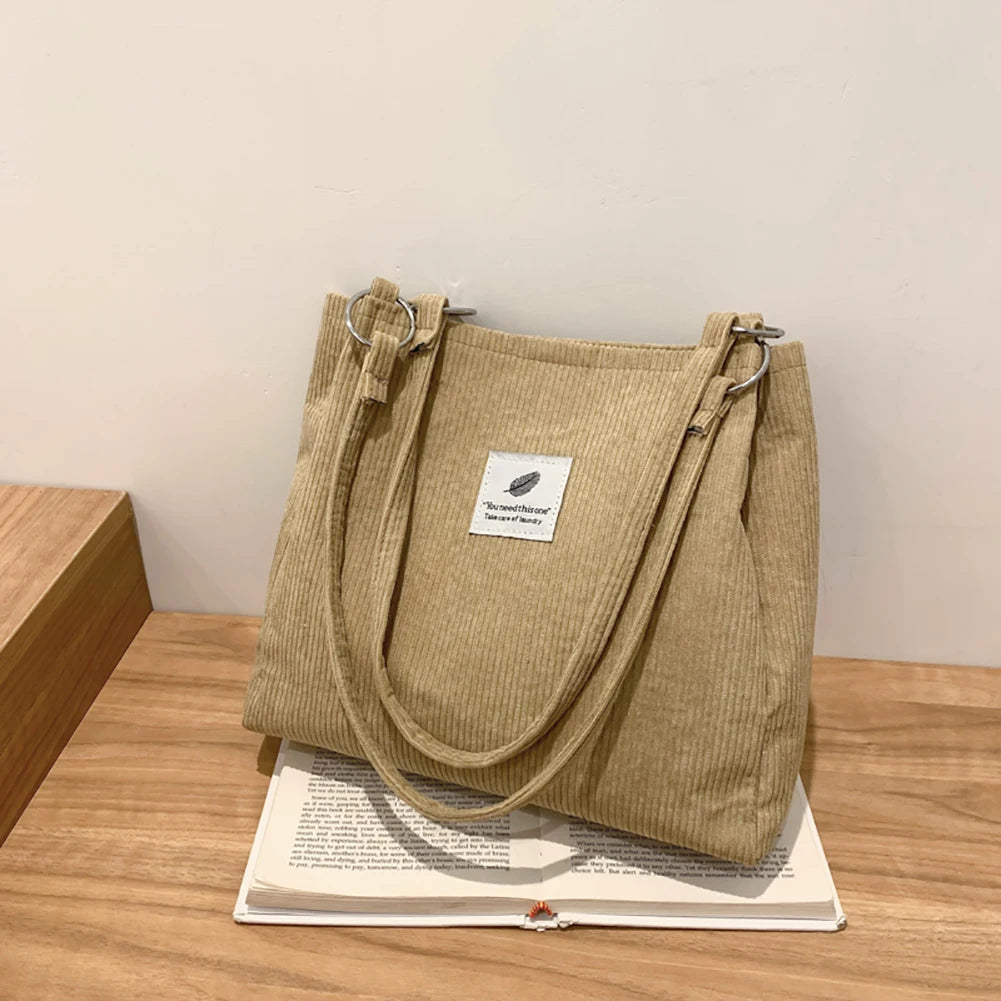 Women Shoulder Bag Stylish Handbag Totes High Capacity Corduroy B