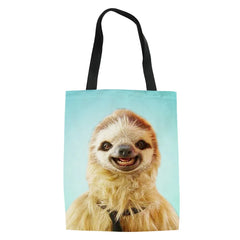 Sloth Print Canvas Shoulder Tote Bag for Women