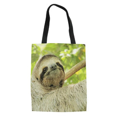 Sloth Print Canvas Shoulder Tote Bag for Women