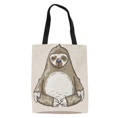 Sloth Print Canvas Shoulder Tote Bag for Women