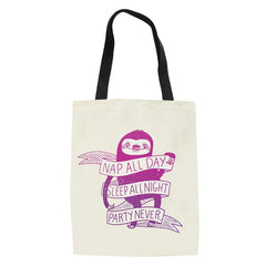 Sloth Print Canvas Shoulder Tote Bag for Women