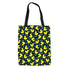 Women Duck Print Canvas Tote Shoulder Bag Travel Storage Pouch