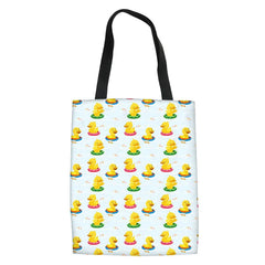 Women Duck Print Canvas Tote Shoulder Bag Travel Storage Pouch