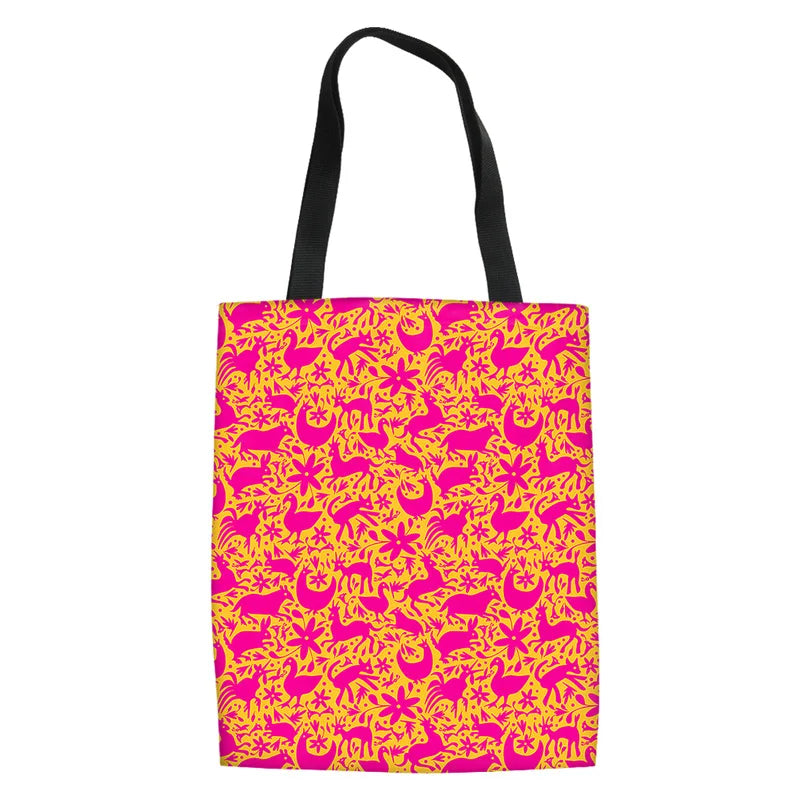 Women Duck Print Canvas Tote Shoulder Bag Travel Storage Pouch