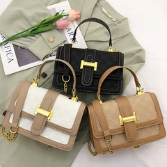Women Shoulder Bag Handbags INS Bag Patchwork White/Black/Khaki Crossbody Bags