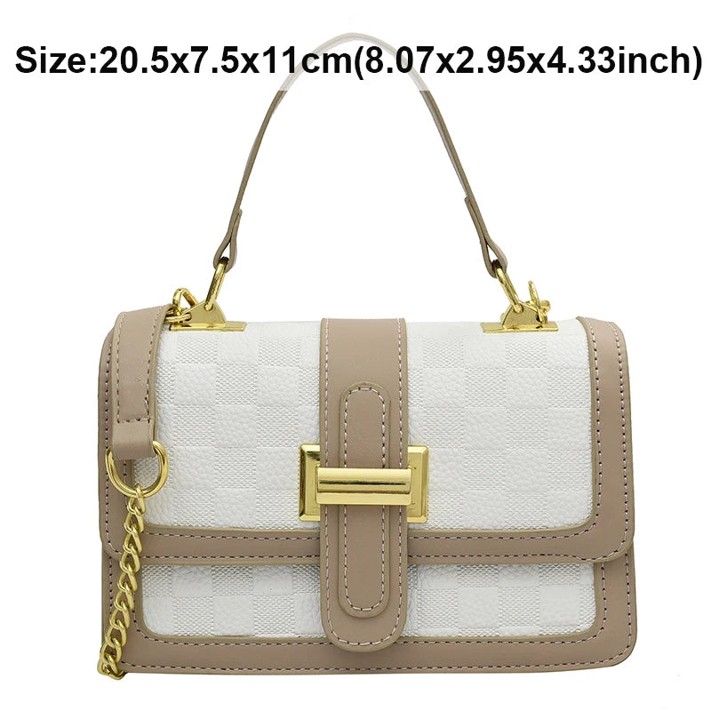 Women Shoulder Bag Handbags INS Bag Patchwork White/Black/Khaki Crossbody Bags