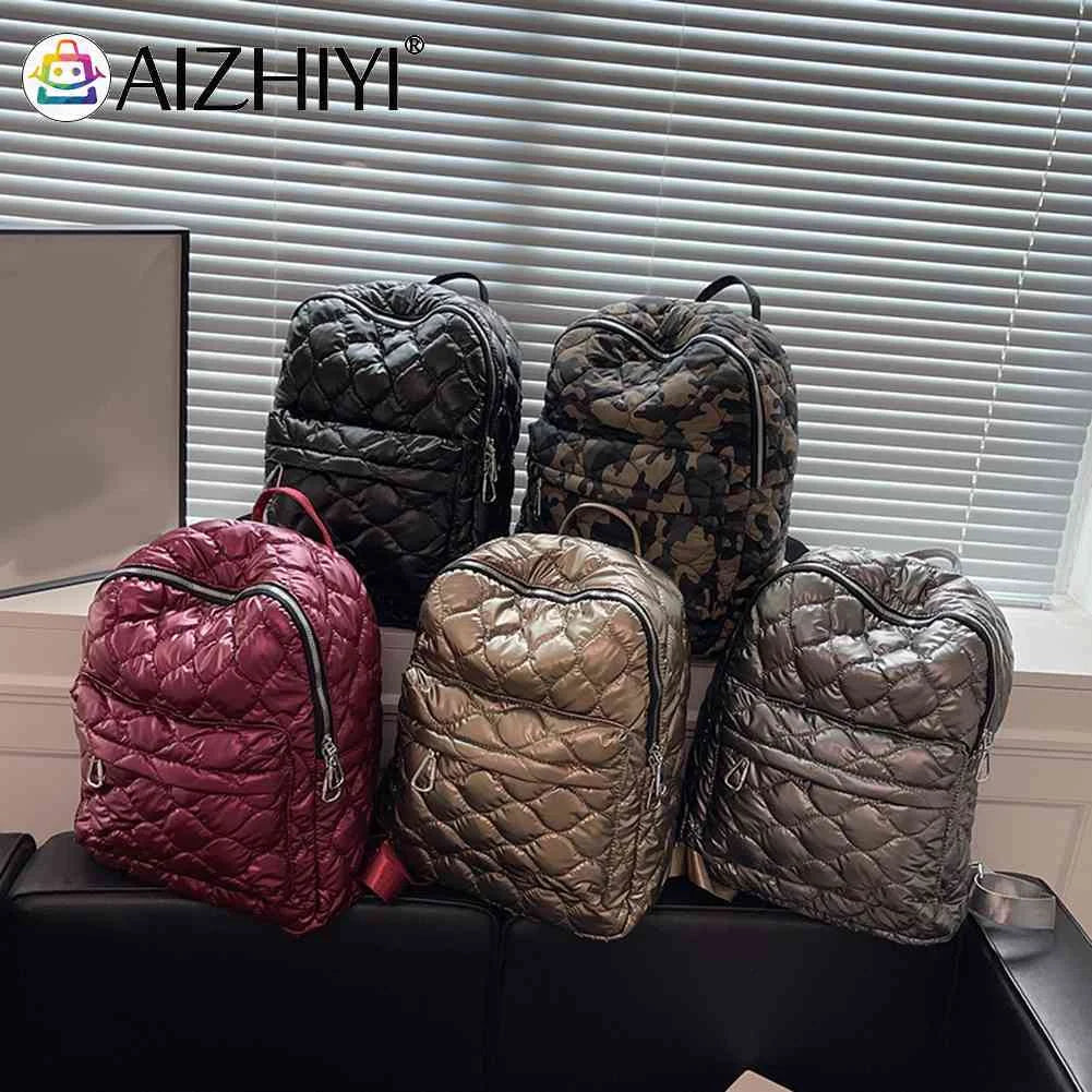 Quilted Shoulder Backpack Rhombus Pattern Solid Casual Travel Bag