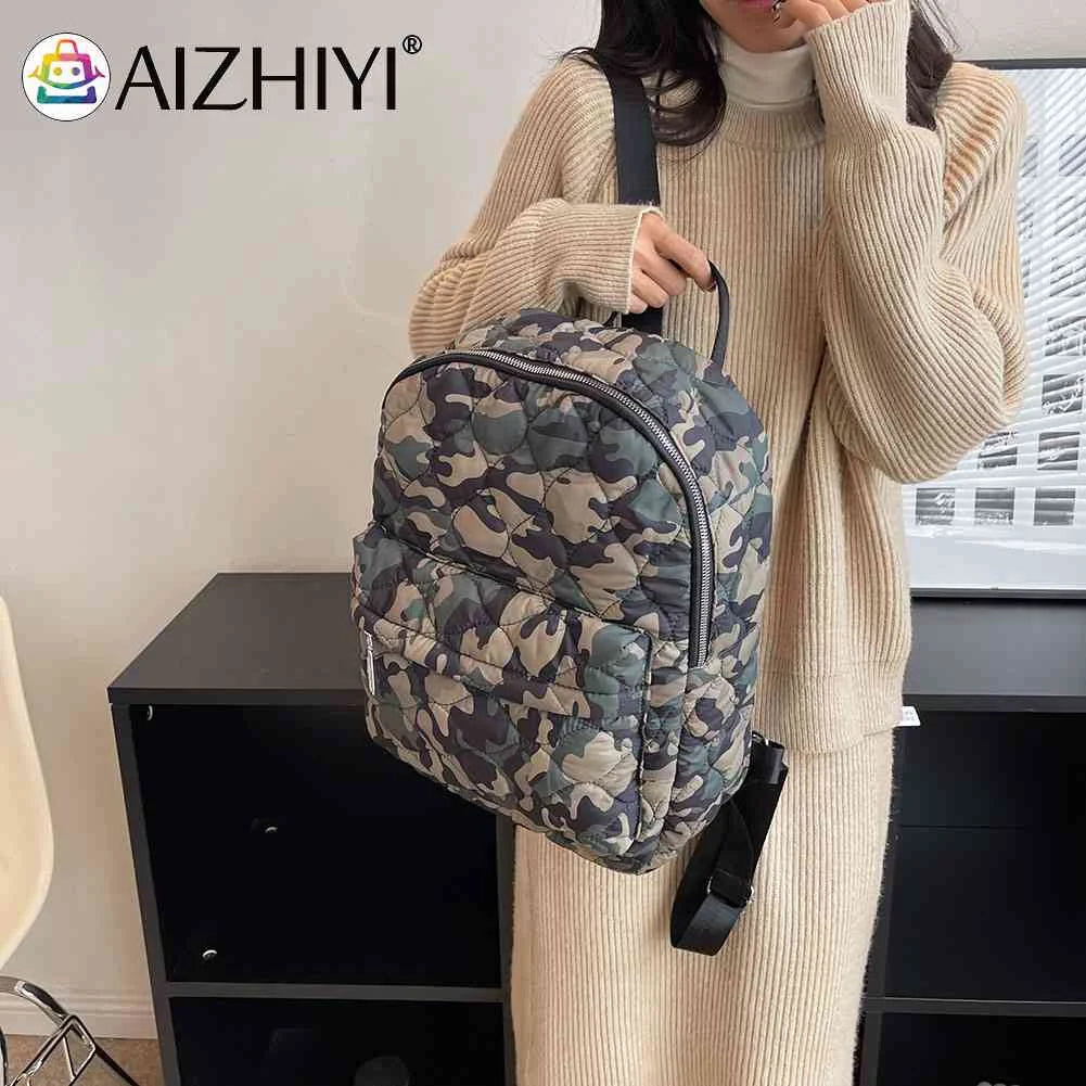 Quilted Shoulder Backpack Rhombus Pattern Solid Casual Travel Bag